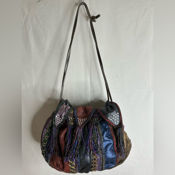 Vintage 80’s Rita Diana Mylinka Skyrocket Drawstring Leather Embellished Purse - Picture 10 of 10